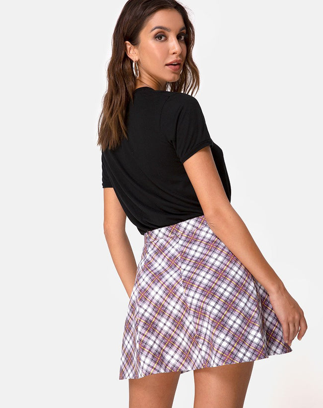 Elda Skirt in Grunge Check Purple