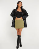 image of Eldon Mini Skirt in Olive Mesh