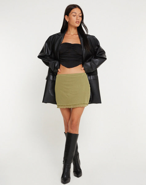 image of Eldon Mini Skirt in Olive Mesh