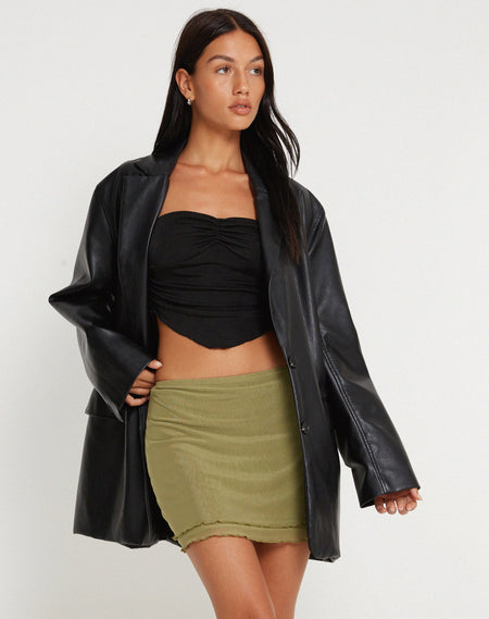 Casini Pleated Micro Skirt in Dark Khaki