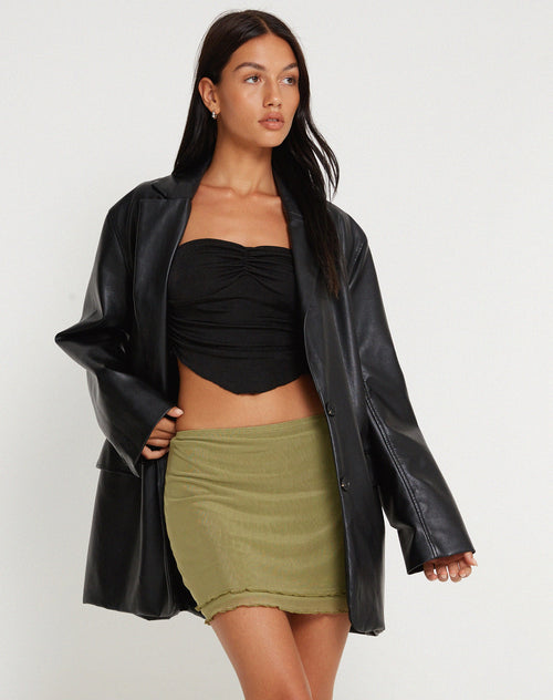 image of Eldon Mini Skirt in Olive Mesh