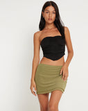 image of Eldon Mini Skirt in Olive Mesh