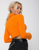 Elena Crop Top in Rib Knit Orange