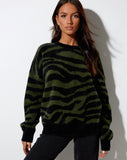 Image of Eleni Jumper in Knit Zebra Olive and Black