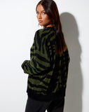 Image of Eleni Jumper in Knit Zebra Olive and Black