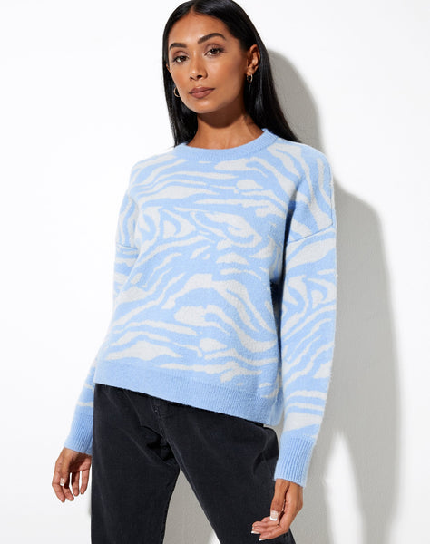 Image of Eleni Jumper in Zebra Blue Grey