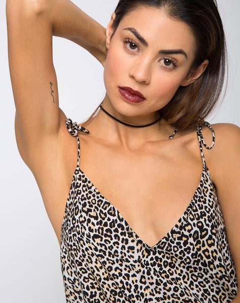 Elgia Slip Dress in Rar Leopard Brown