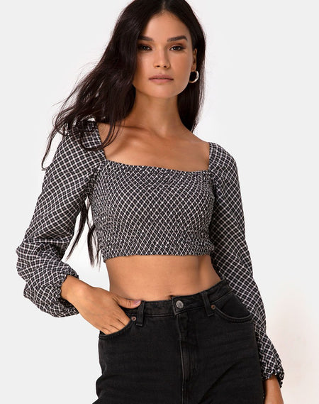 Amiya Top in Gingham Cream