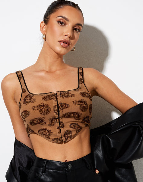 Image of Elix Crop Top in Persian Night Flock Brown