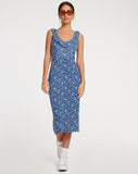 image of Elleta Midi Dress in Retro Floral Blue