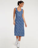 image of Elleta Midi Dress in Retro Floral Blue