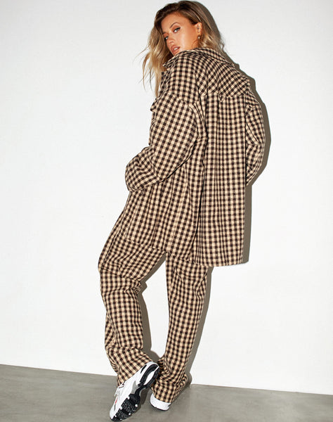 Image of Marcella Shirt in Tan Black Gingham