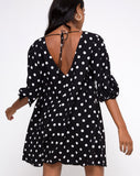 Elna Babydoll Dress in 80's Polka Black