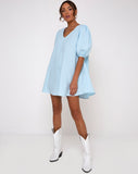 Elna Babydoll Dress in Sky Blue