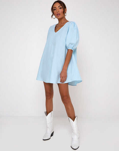 Elna Babydoll Dress in Sky Blue