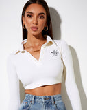 Image of Elody Crop Top in Rib Ivory Cupid Embro