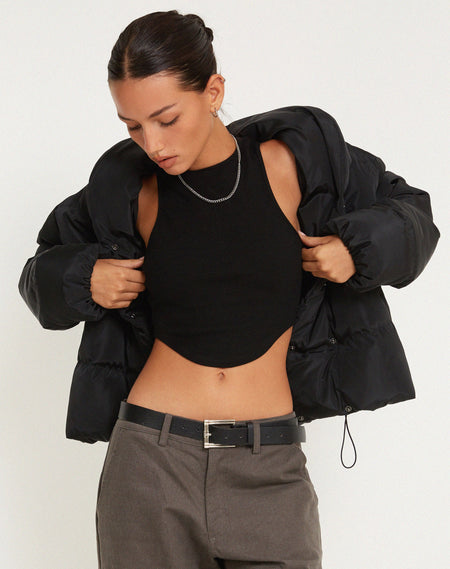 Martha Cropped Vest Top and Sleeve Set in Black