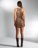 Image of MOTEL X IRIS Elora Mini Dress in Animal Ripple Flock