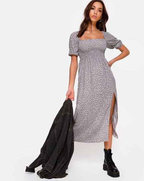 Eloya Midi Dress in Leopard Daze Grey