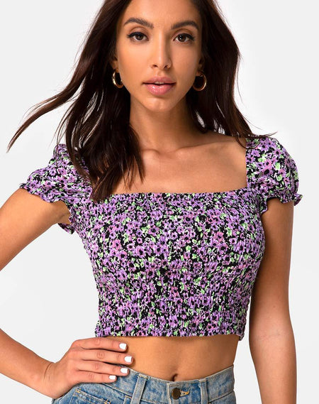 Amiya Top in Wild Flower Lemon Drop