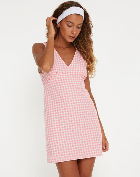 Den Bandeau Top in Gingham Pink