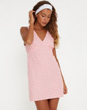 image of Eluned Mini Dress in Gingham Pink