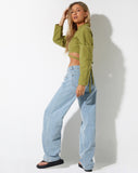 image of Elyse Crop Top in Linen Rami Green