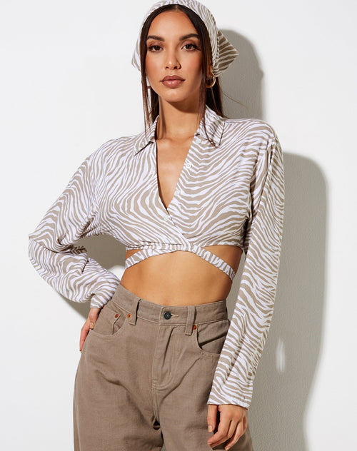 Image of Elyse Crop Top in Tonal Zebra