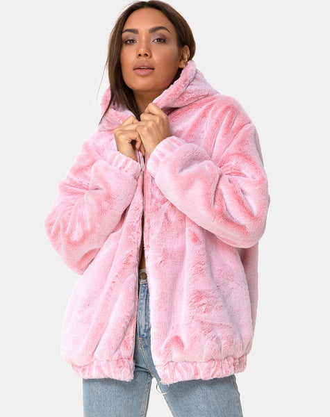 Emerson Jacket in Faux Fur Pink