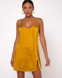 Emilia Slip Dress in Satin Turmeric