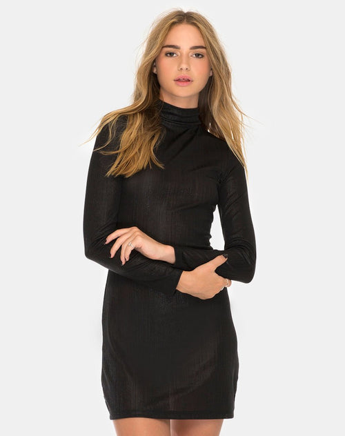 Emmet Bodycon Dress in Metallic Seattle Shimmer Black