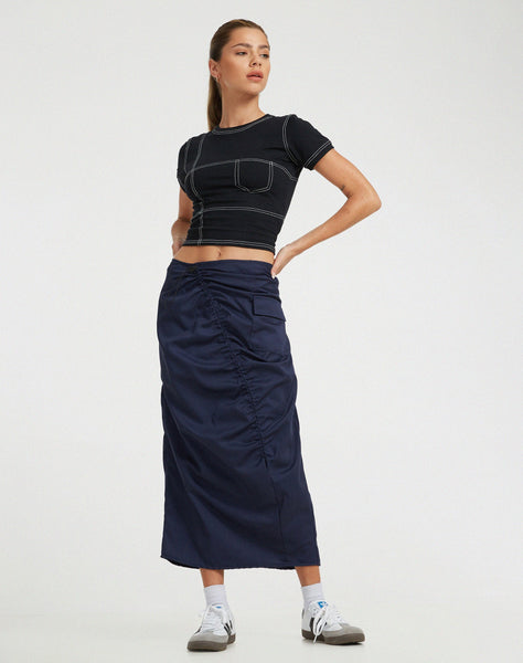 image of Enore Midi Skirt in Navy