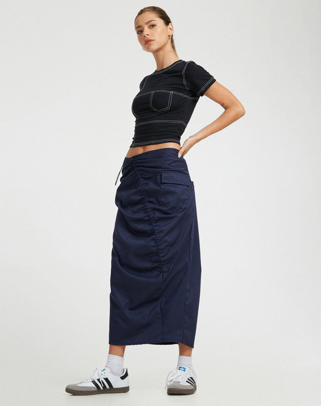 image of Enore Midi Skirt in Navy