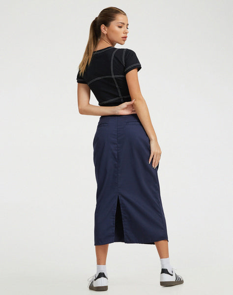 image of Enore Midi Skirt in Navy