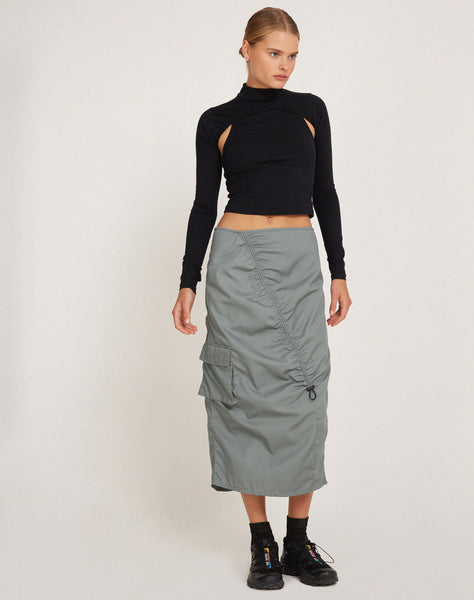 image of Enore Midi Skirt in Stone Blue