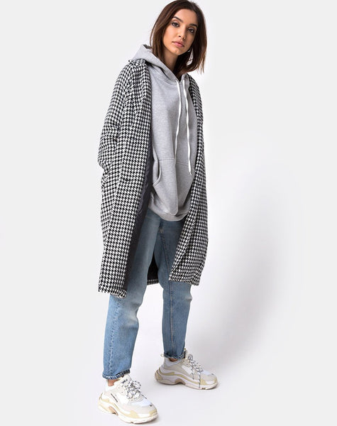 Ernest Coat in Houndstooth Check Black and White