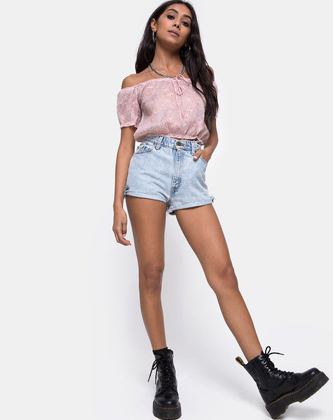 Eva Crop Top in Lace Rose