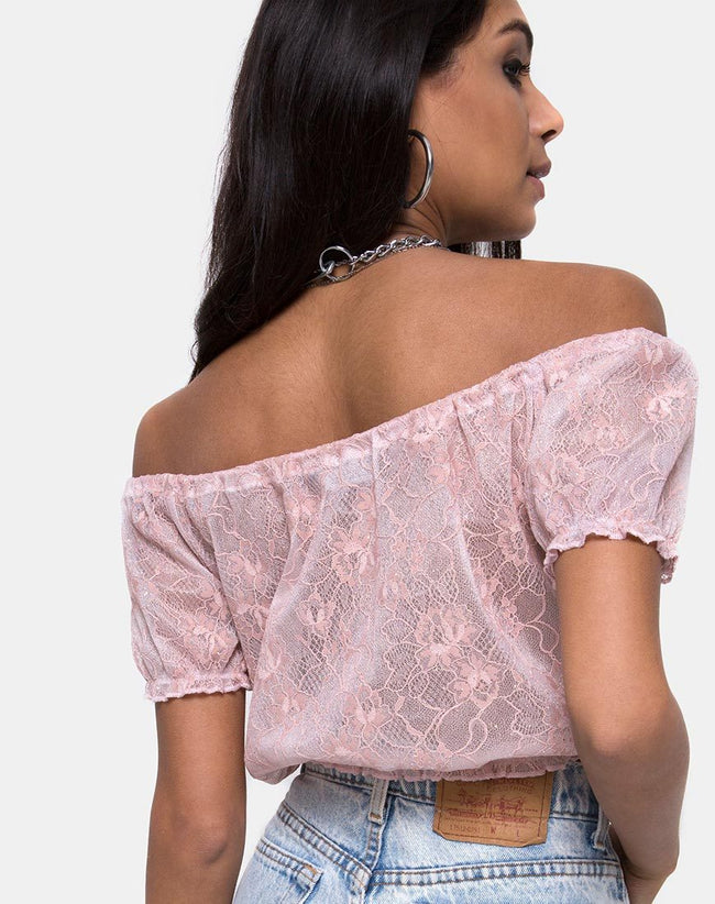 Eva Crop Top in Lace Rose