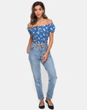 Evane Crop Top in Soheila Floral Blue