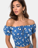 Evane Crop Top in Soheila Floral Blue