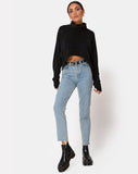 Evie Cropped Sweatshirt in Chenille Black