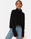 Evie Cropped Sweatshirt in Chenille Black