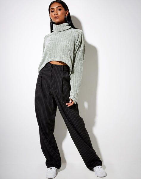 Evie Cropped Jumper in Chenille Sage