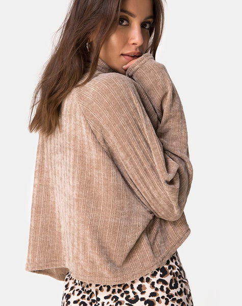 Evie Cropped Sweatshirt in Chenille Tan