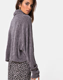 Image of Evie Cropped Sweatshirt in Chenille Grey