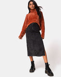 Evie Cropped Sweater in Rust Chenille