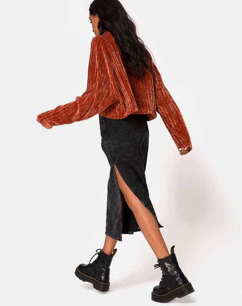 Evie Cropped Sweater in Rust Chenille