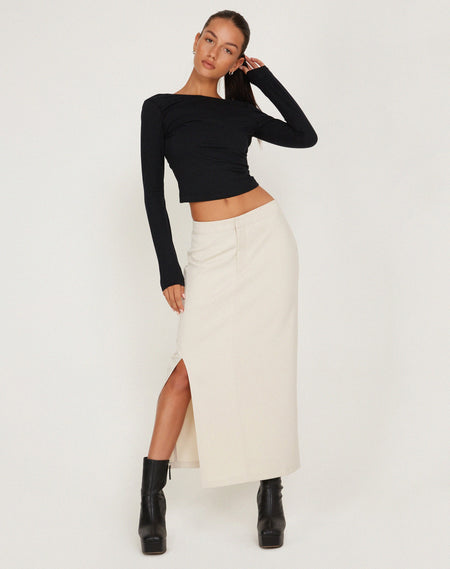 Cinta Low Rise Midi Skirt in Ivory