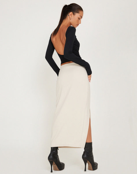 Image of Evinta Low Rise Maxi Skirt in Light Cream