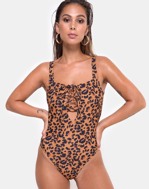 Evita Swimsuit in Burn Out Leopard